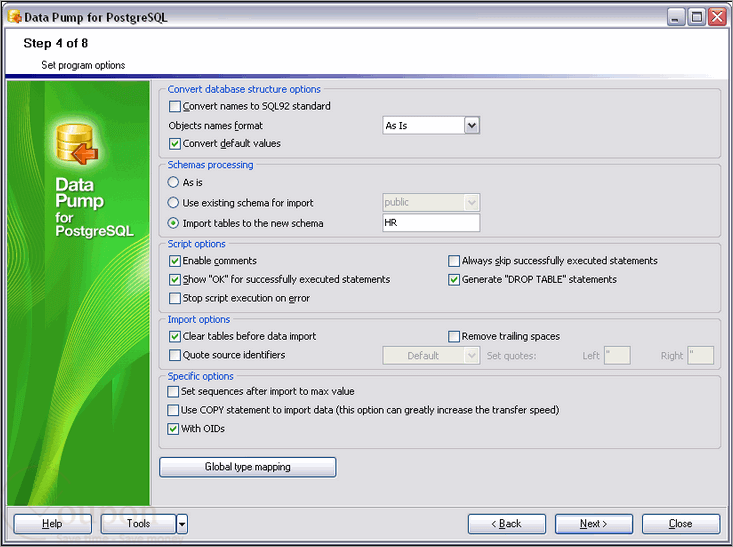 Ems Data Pump For Postgresql Screenshot