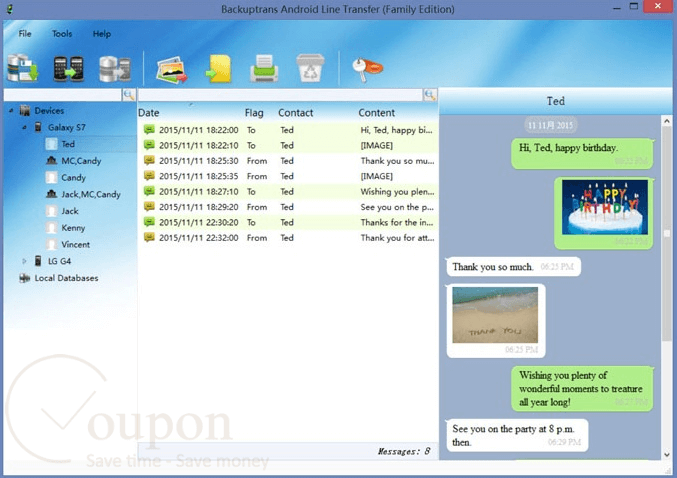 Backuptrans Android Line Transfer Screenshot