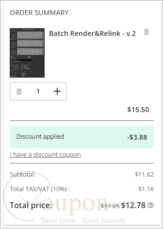 Batch Render Relink Coupon Code