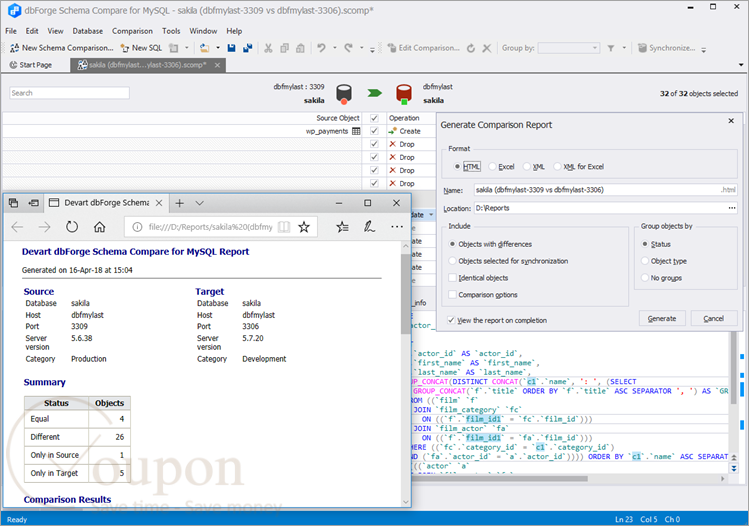 Dbforge Schema Compare For Mysql Screenshot