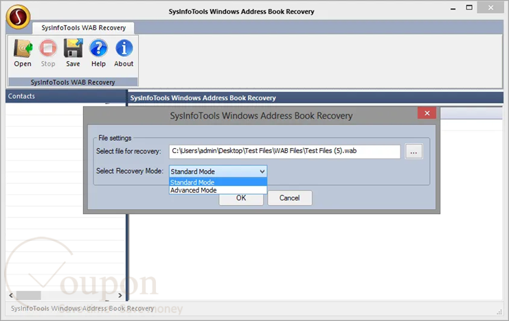 Sysinfo Wab File Recover Screenshot 1