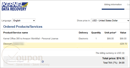 Kernel Office 365 To Amazon Workmail Coupon Code