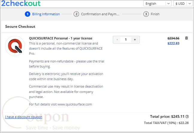 Quicksurface Coupon Code