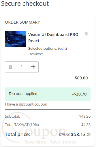 Vision Ui Dashboard Pro React Coupon Code