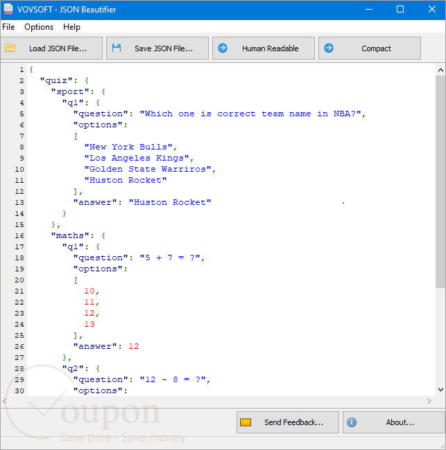 Vovsoft Json Beautifier Screenshot