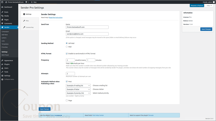 Bestwebsoft Sender Screenshot