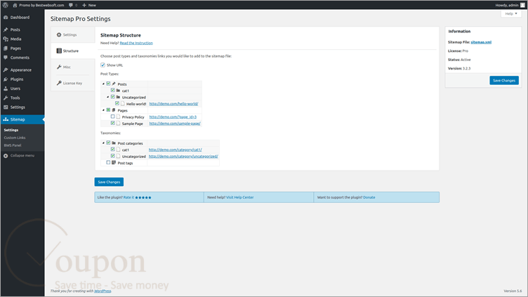 Bestwebsoft Sitemap Screenshot