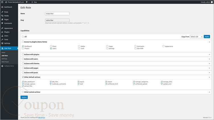 Bestwebsoft User Role Screenshot