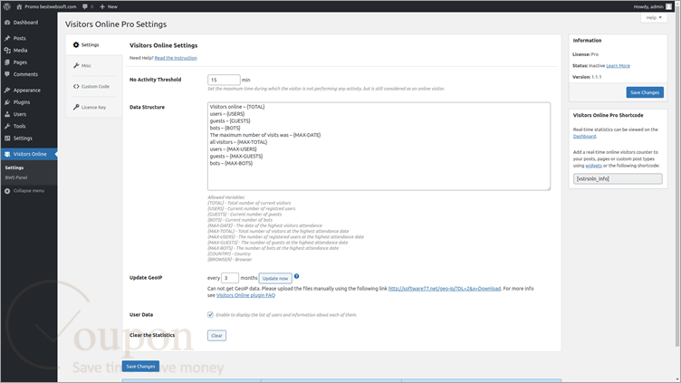 Bestwebsoft Visitors Online Screenshot