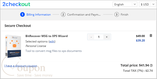 Bitrecover Msg To Xps Wizard Coupon Code