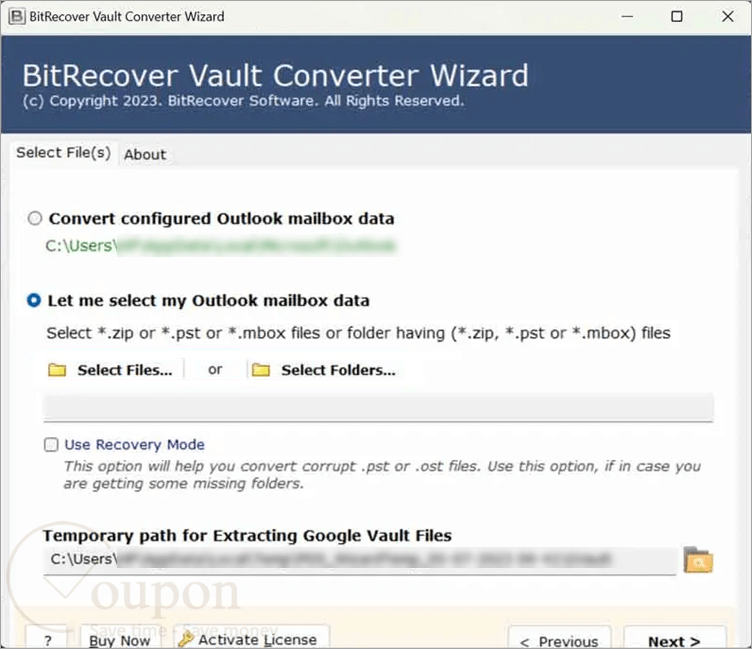 Bitrecover Vault Converter Wizard Screenshot