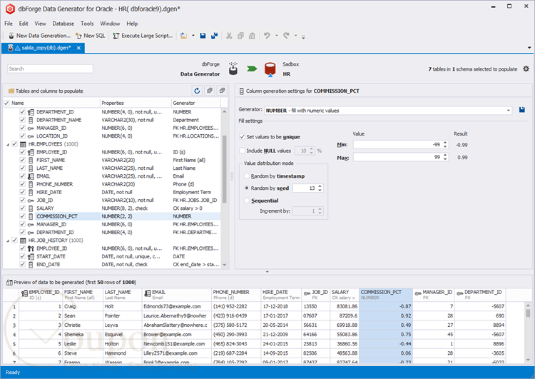 Dbforge Data Generator For Oracle Screenshot