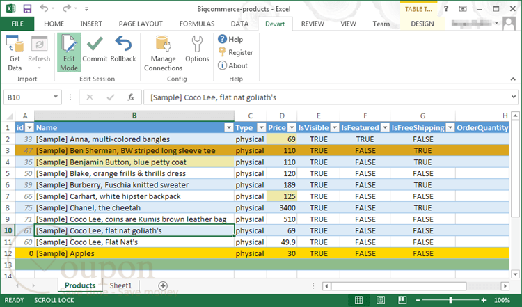Excel Add In For Bigcommerce Screenshot