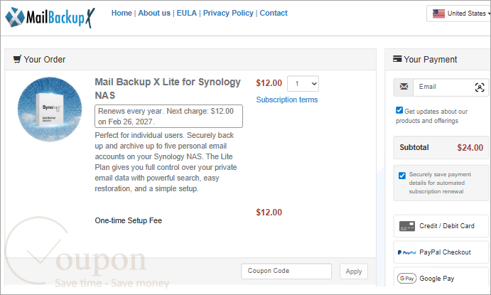 Mail Backup X For Synology Coupon Code