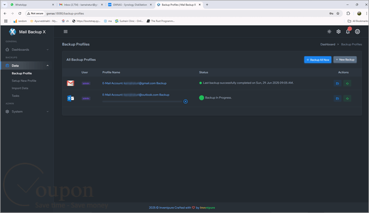 Mail Backup X For Synology Screenshot