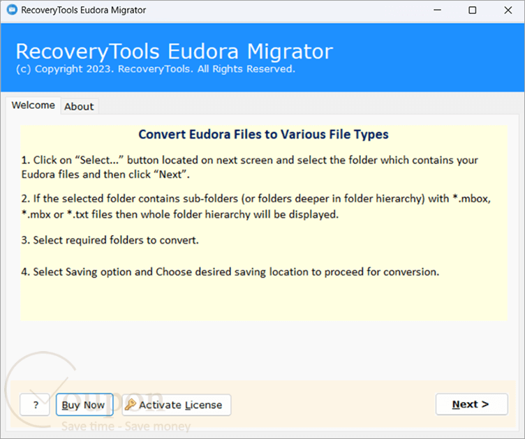 Recoverytools Eudora Migrator Screenshot