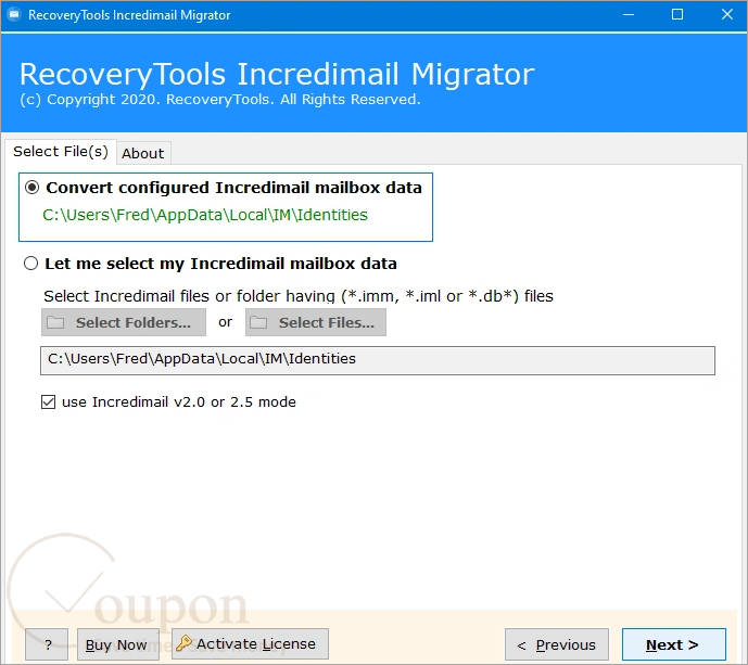 Recoverytools Incredimail Migrator Screenshot