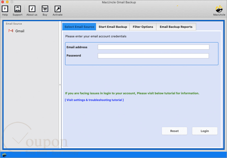 Start Macuncle Gmail Backup Screenshot