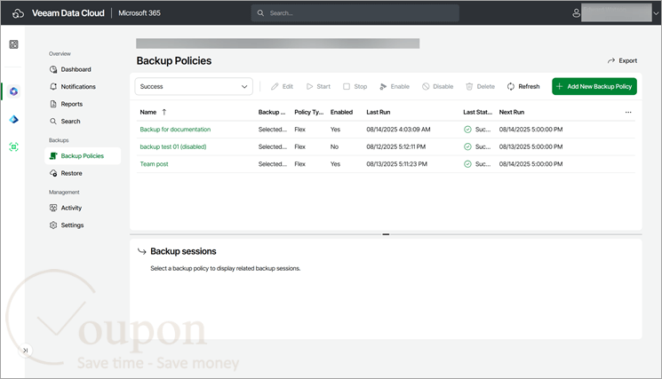 Veeam Data Cloud Screenshot