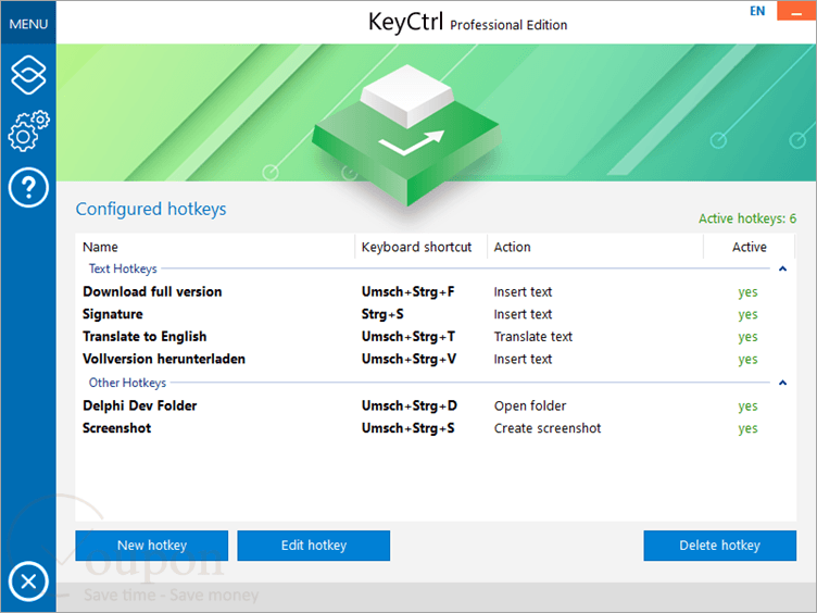 Ascomp Keyctrl Professional Screenshot