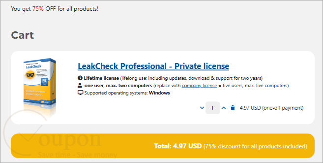 Ascomp Leakcheck Professional Coupon Code