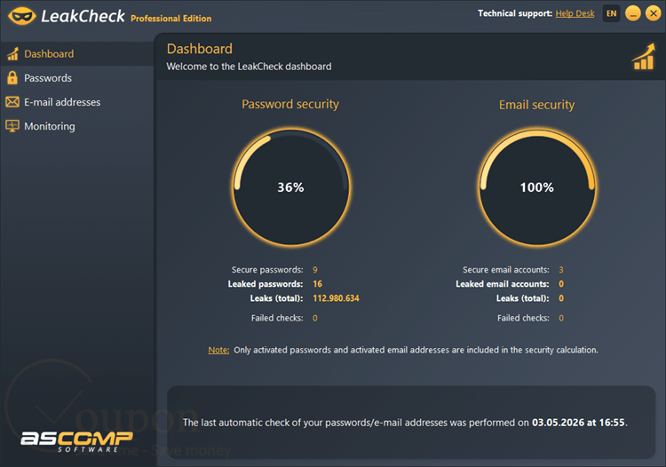 Ascomp Leakcheck Professional Screenshot