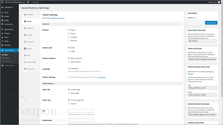 Bestwebsoft Social Buttons Pack Screenshot