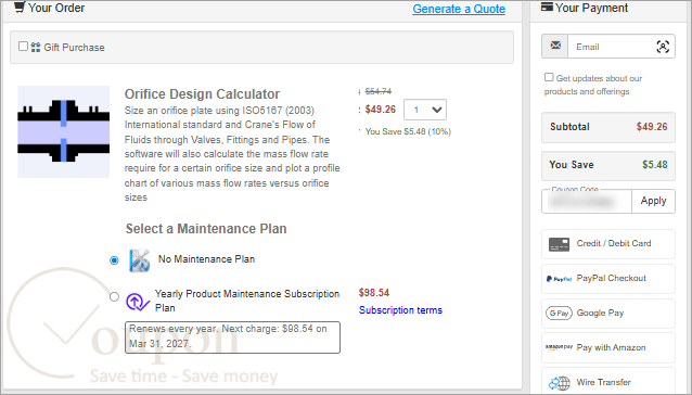 Orifice Design Calculator Coupon Code