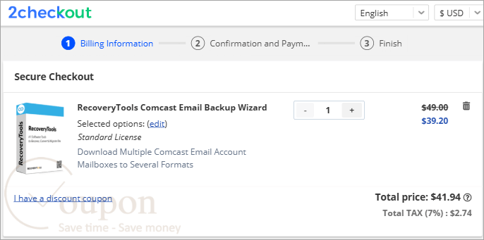 Recoverytools Comcast Email Backup Wizard Coupon Code