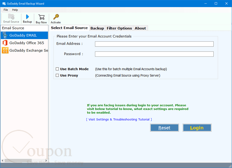 Recoverytools Godaddy Email Backup Wizard Screenshot