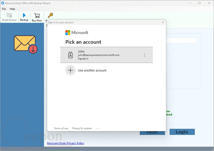Recoverytools Office 365 Backup Wizard Screenshot