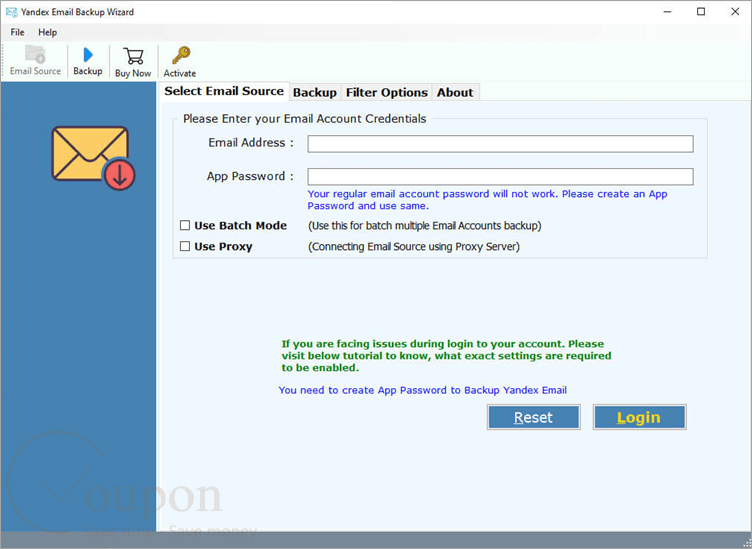 Recoverytools Yandex Email Backup Wizard Screenshot