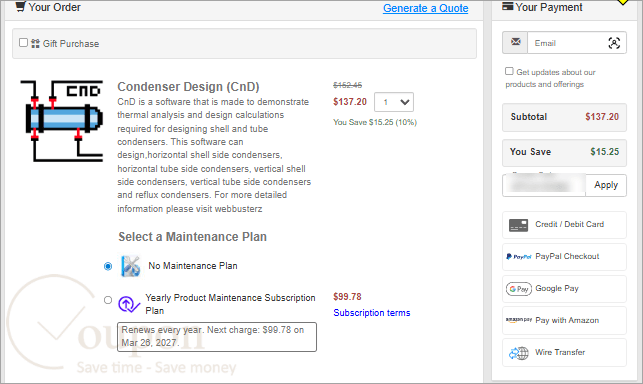 Shell Tube Condenser Design Coupon Code 1
