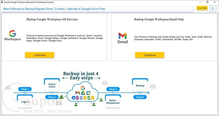 Sysinfo Linux G Suite Backup Screenshot
