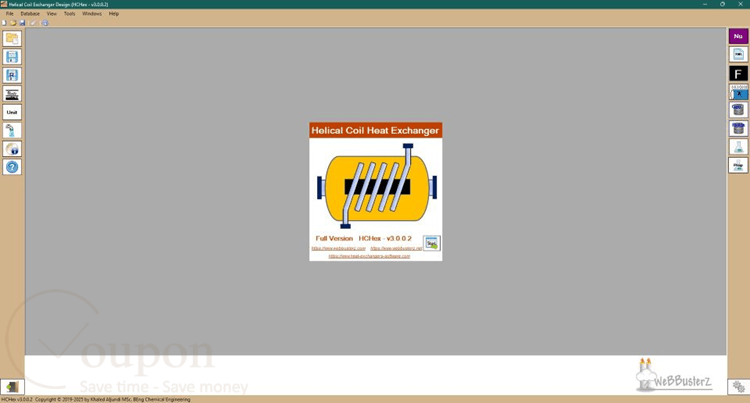 Webbusterz Helical Coil Heat Exchanger Design Screenshot