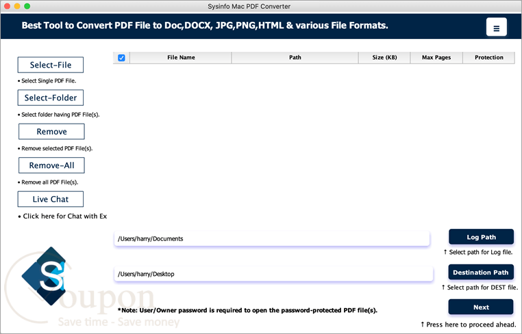 Sysinfo Mac Pdf Converter Screenshot