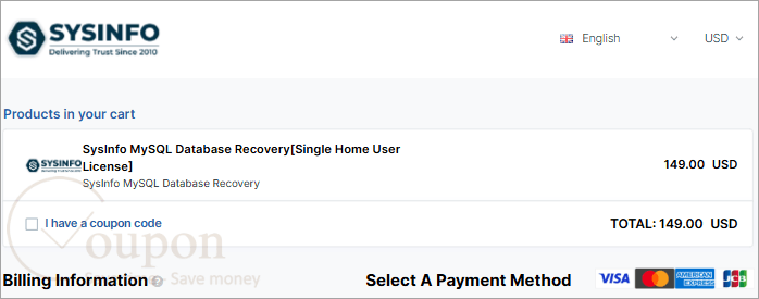 Sysinfo Mysql Database Recovery Coupon Code