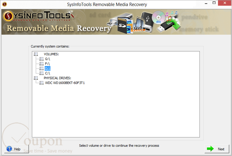 Sysinfo Removable Media Recovery Screenshot