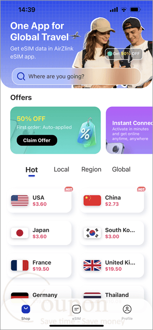 Airzlink Esim Screenshot