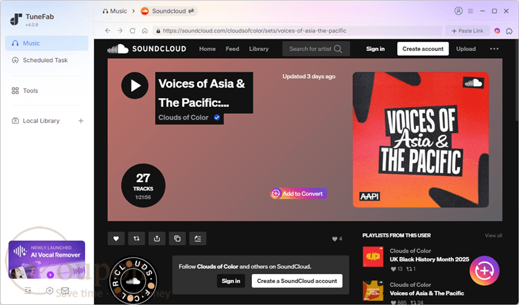 Tunefab Soundcloud Music Converter Screenshot