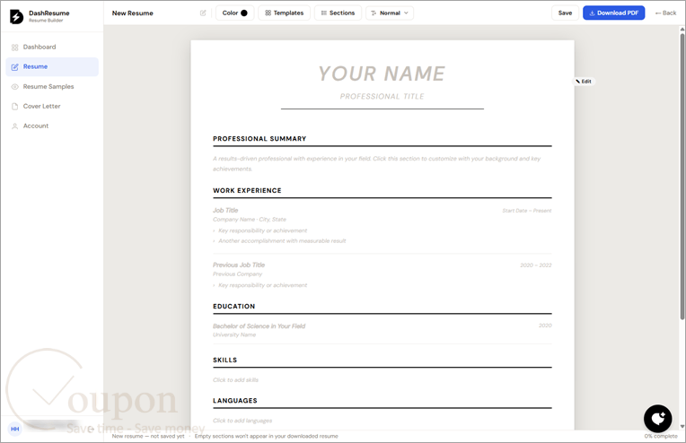 Dashresume Screenshot