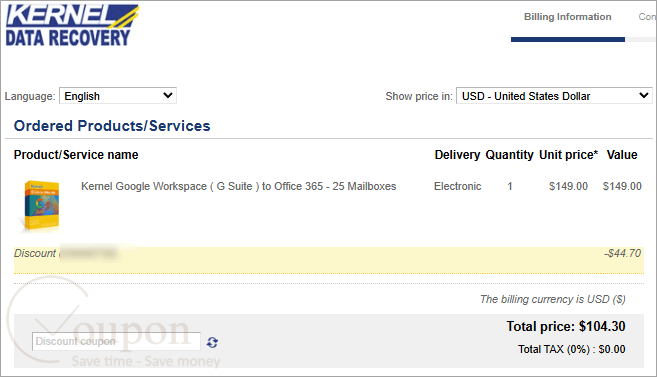 Kernel Google Workspace To Office 365 Coupon Code