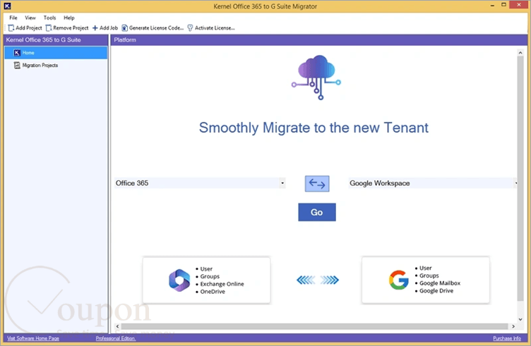 Kernel Office 365 To Google Workspace Screenshot