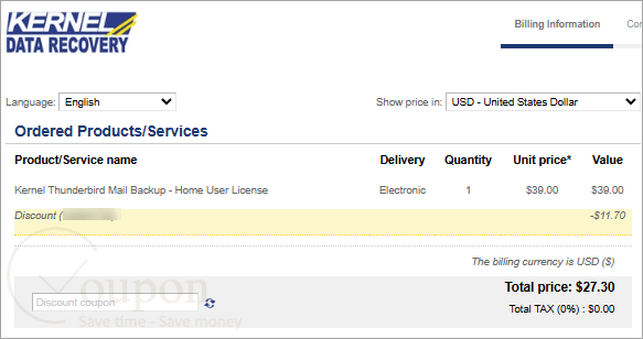 Kernel Thunderbird Mail Backup Coupon Code