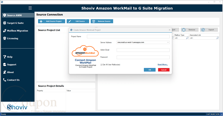 Shoviv Amazon Workmail To G Suite Migration Screenshot