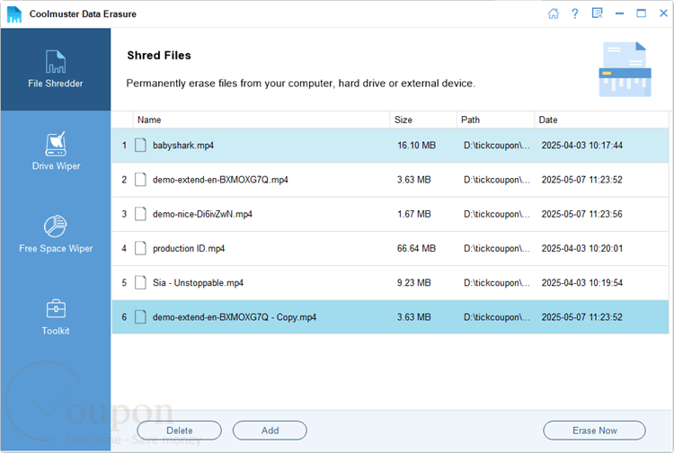 Coolmuster Data Erasure Screenshot