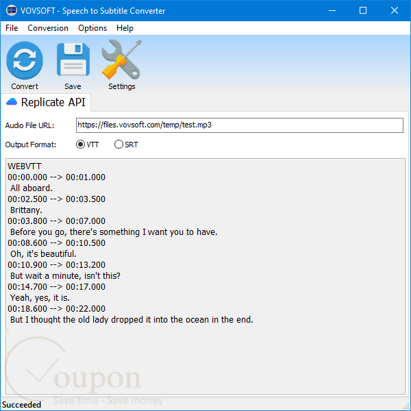 Vovsoft Speech To Subtitle Converter Screenshot