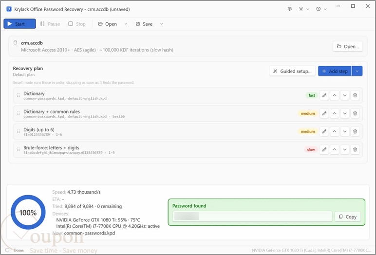 Krylack Office Password Recovery Screenshot
