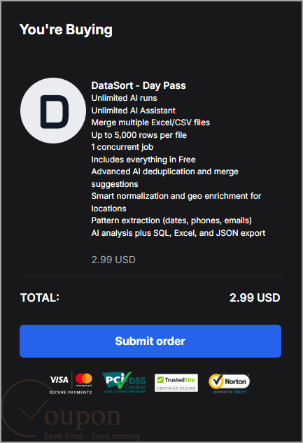 Datasort Promo Code