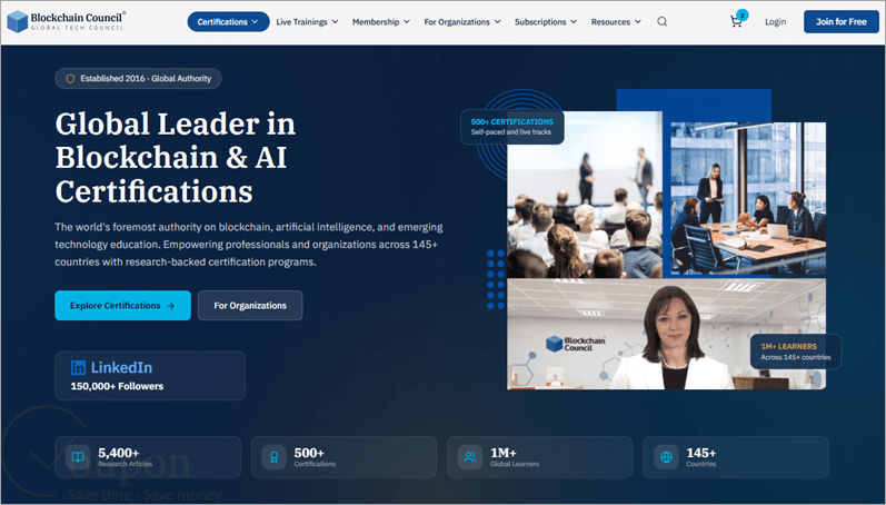 Blockchain Council Screenshot